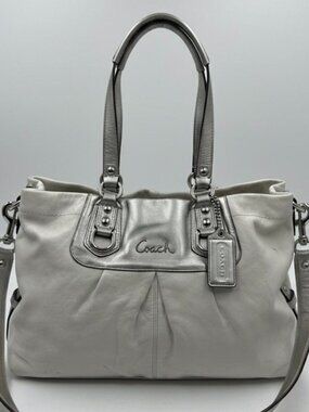 Coach Ashley F15516 Gray Leather Satchel Carryall